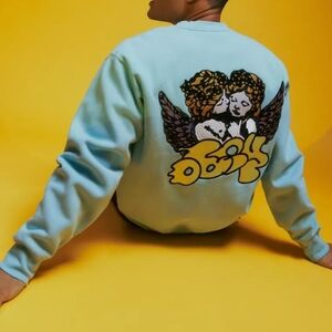 Obey Crewneck Sweater - Light Blue with Graphic